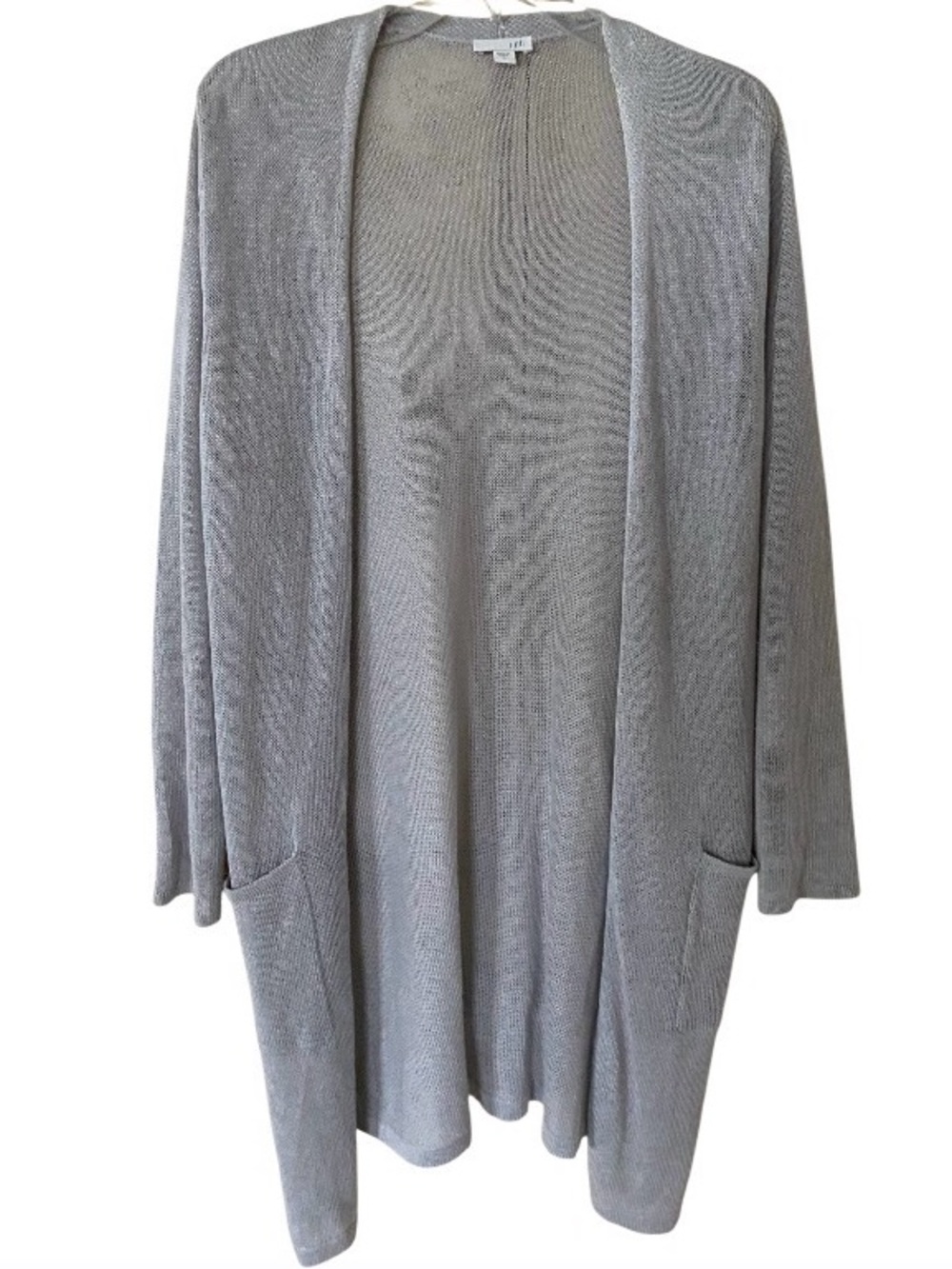 J Jill Linen blend Light Gray Open-Front Women's Cardigan Sweater size M